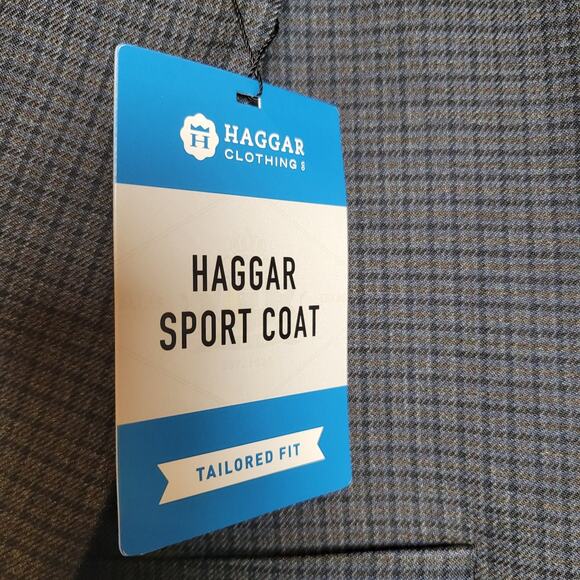 Haggar Blazer Mens 48L Navy Plaid Tailored Sport Coat Jacket Career Business New - Picture 4 of 16